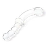 Glas Girthy Double Sided Glass Dong With Anal Bead Grip Handle Clear 12.5 Inch