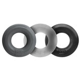 Hunkyjunk HUJ3 Cock Ring 3 Pack Black Grey Clear