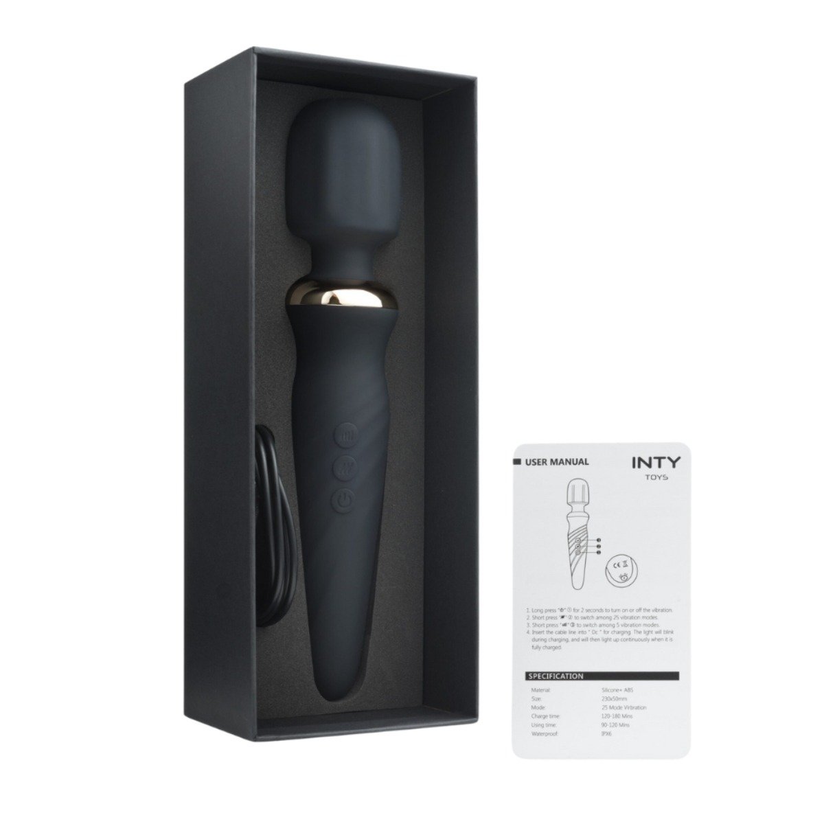 INTY Toys Torch Wand Vibrator Black