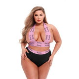 Lapdance Princess Logo Elastic Booty Short Set Black Pink