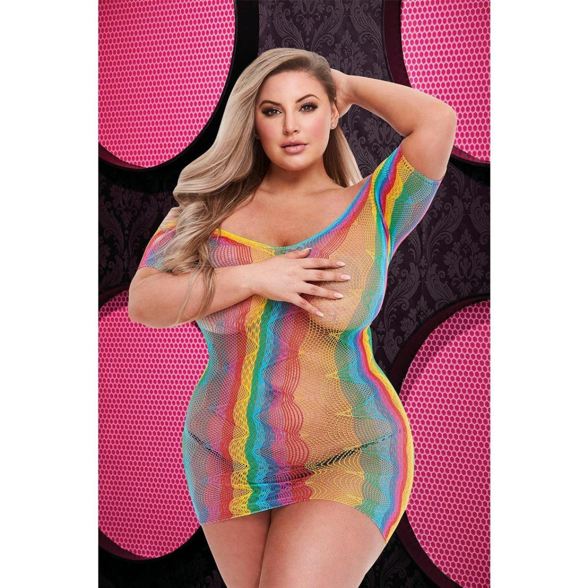 Lapdance Rainbow Jacquard Mini Dress