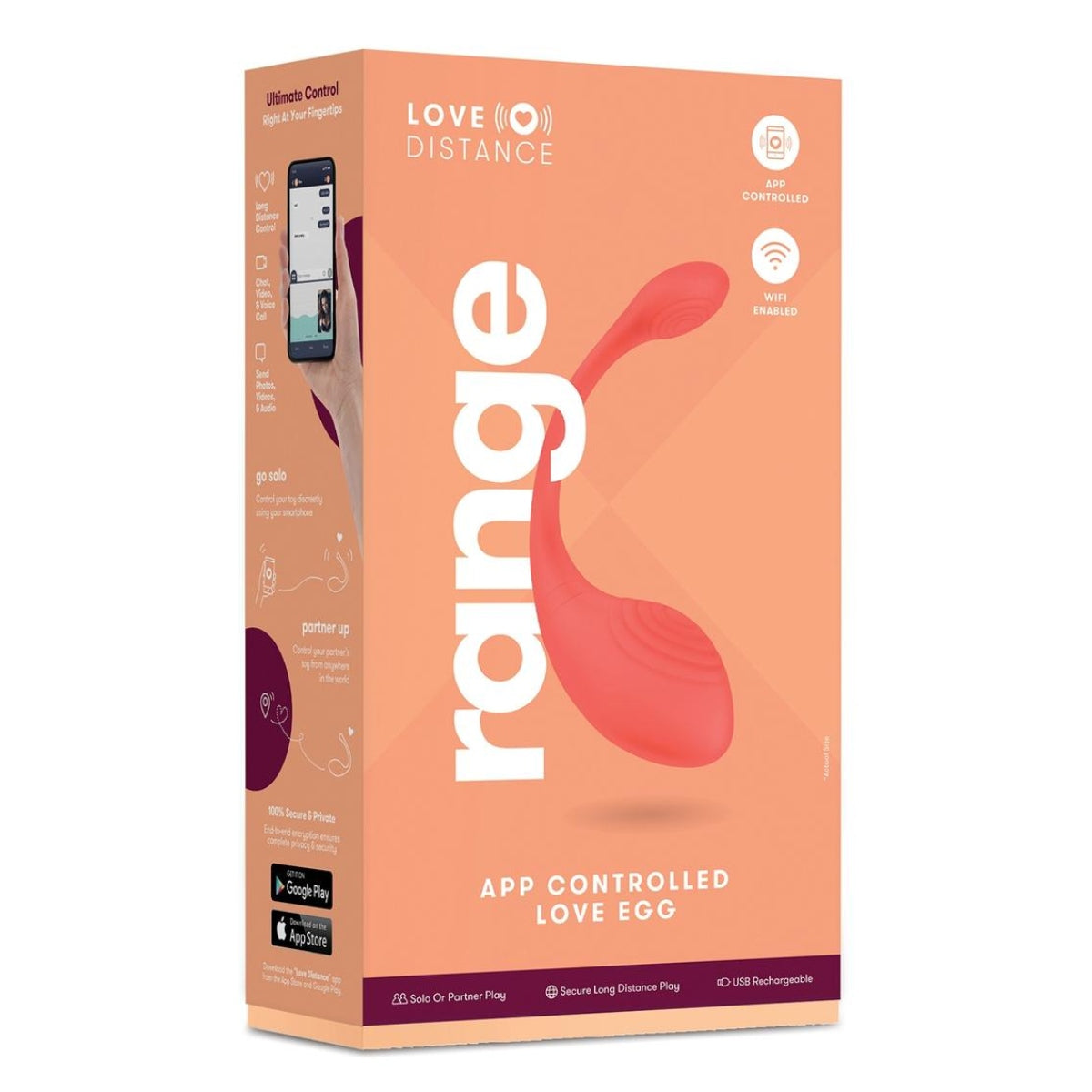 Love Distance Range App Controlled Love Egg Vibrator Coral