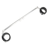 Lux Fetish Expandable Spreader Bar Set With Detachable Leatherette Cuffs Silver Black