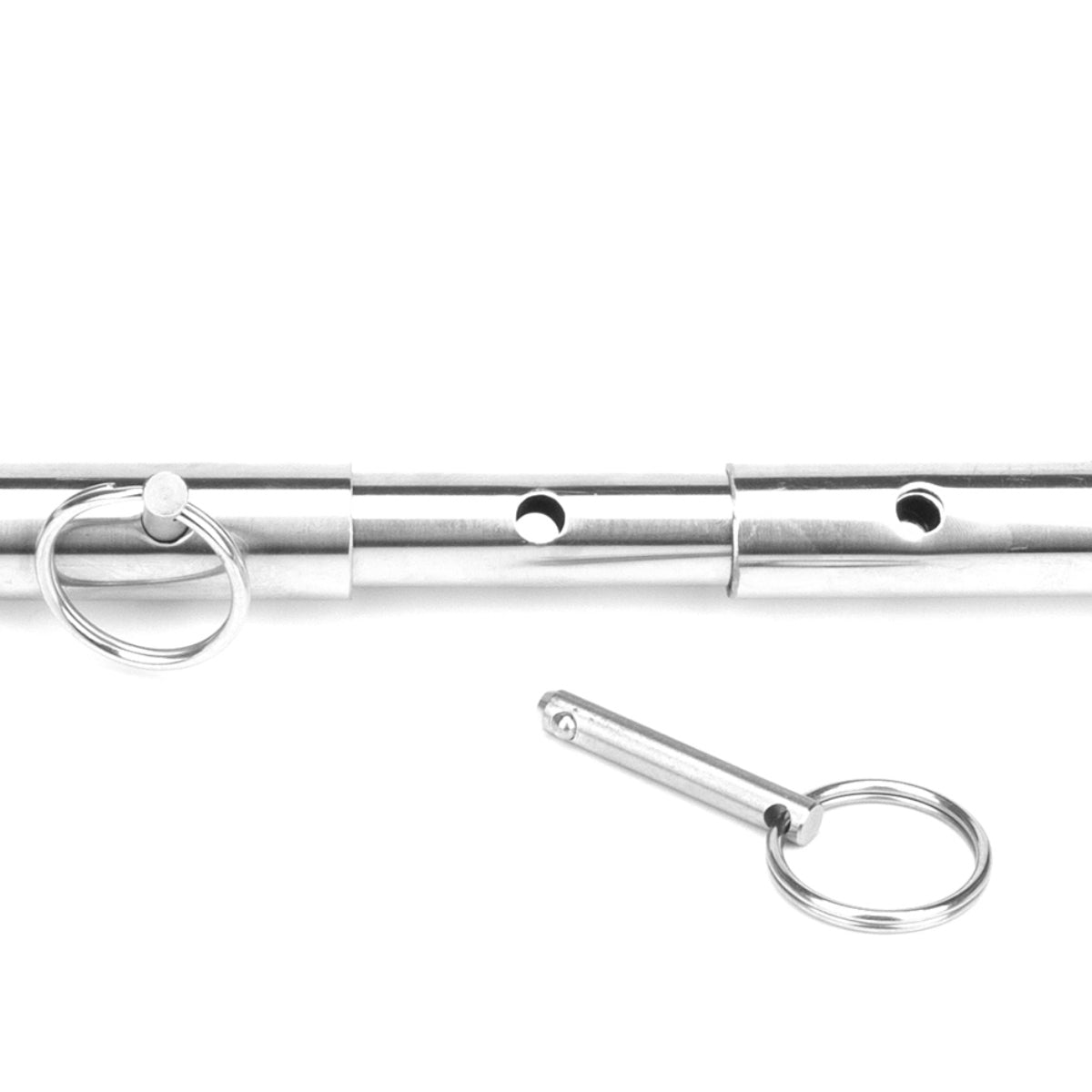 Lux Fetish Expandable Spreader Bar Set With Detachable Leatherette Cuffs Silver Black