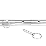 Lux Fetish Expandable Spreader Bar Set With Detachable Leatherette Cuffs Silver Black