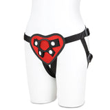 Lux Fetish Adjustable Red Heart Strap-On Harness Red Black