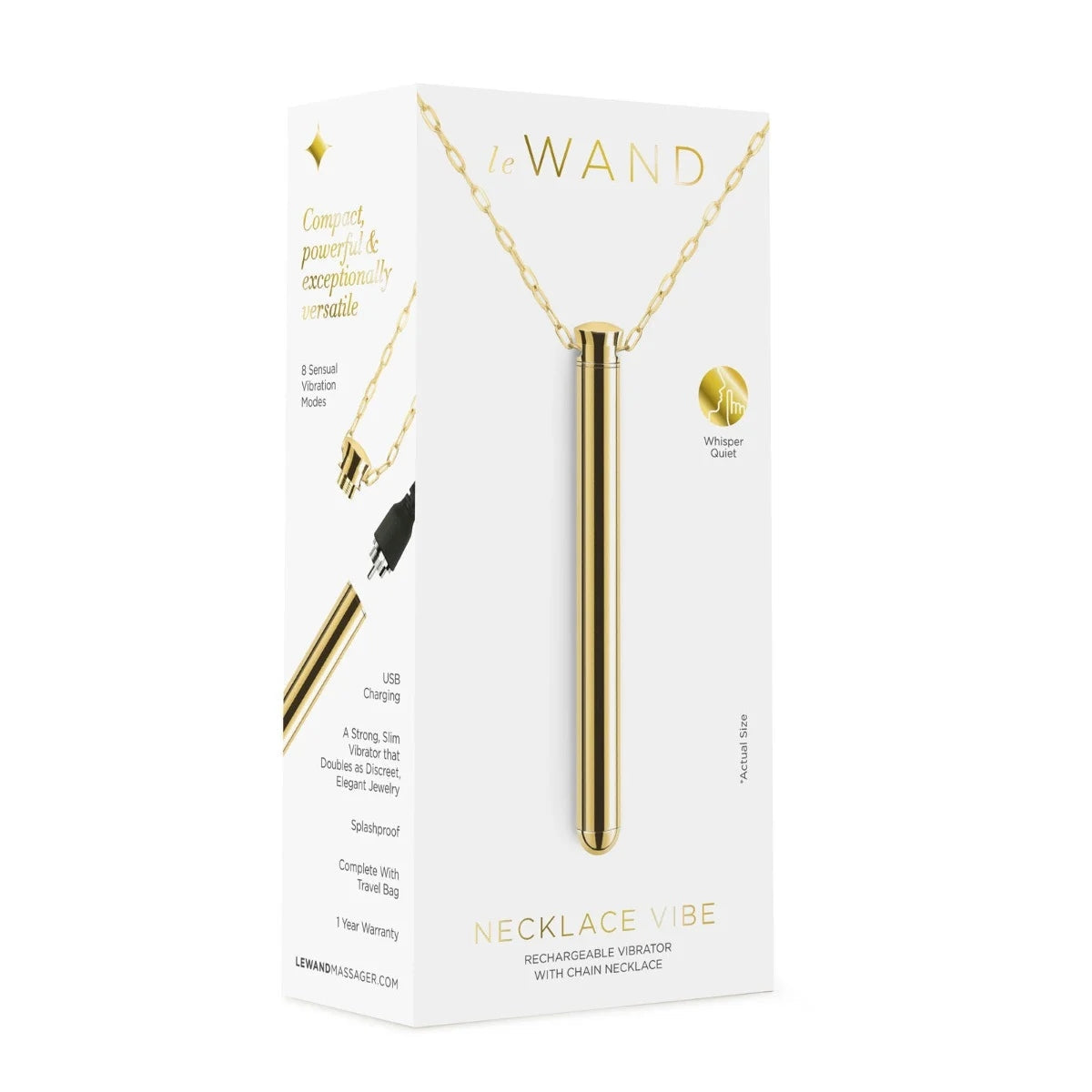 Le Wand Rechargeable Necklace Vibrator Gold