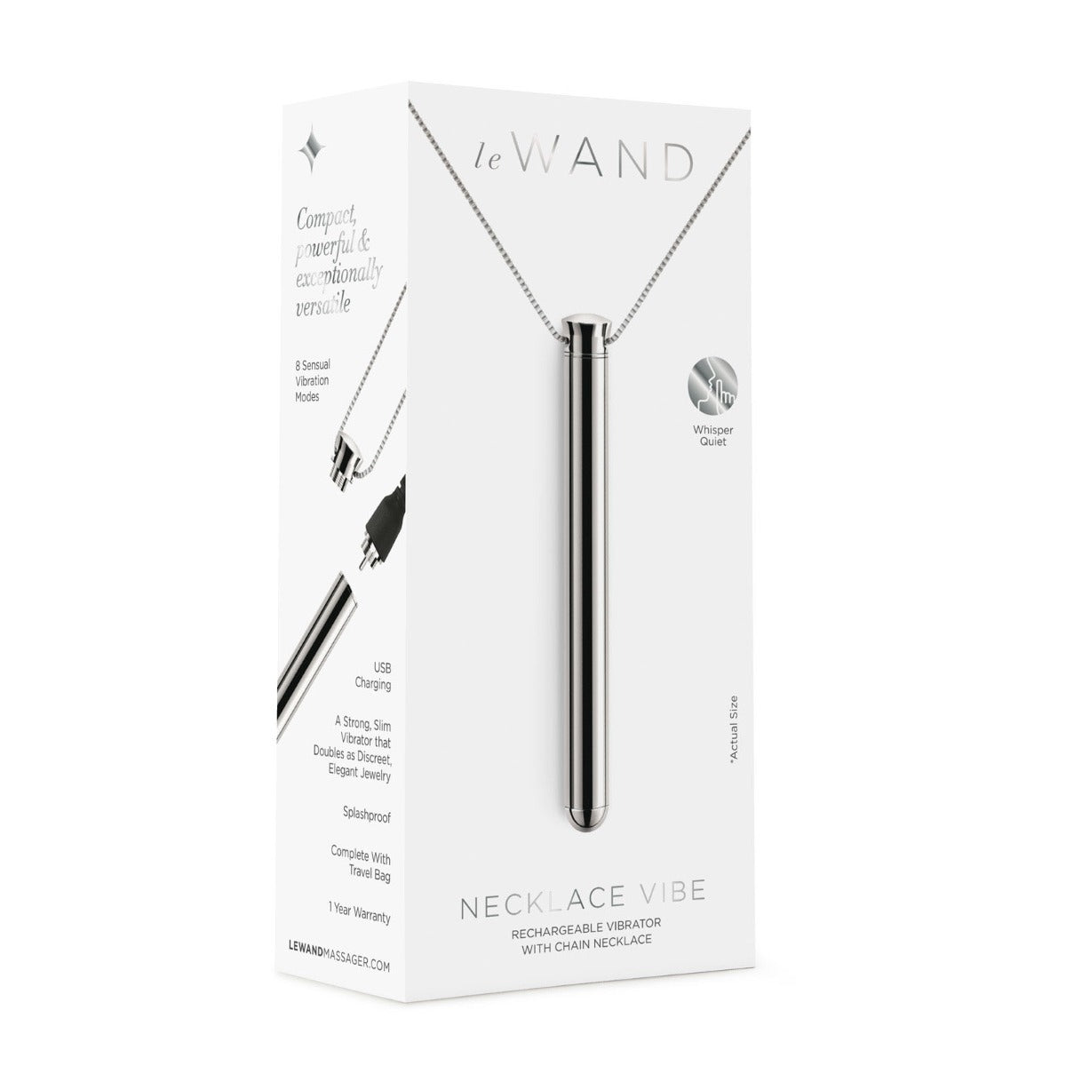 Le Wand Rechargeable Necklace Vibrator Silver