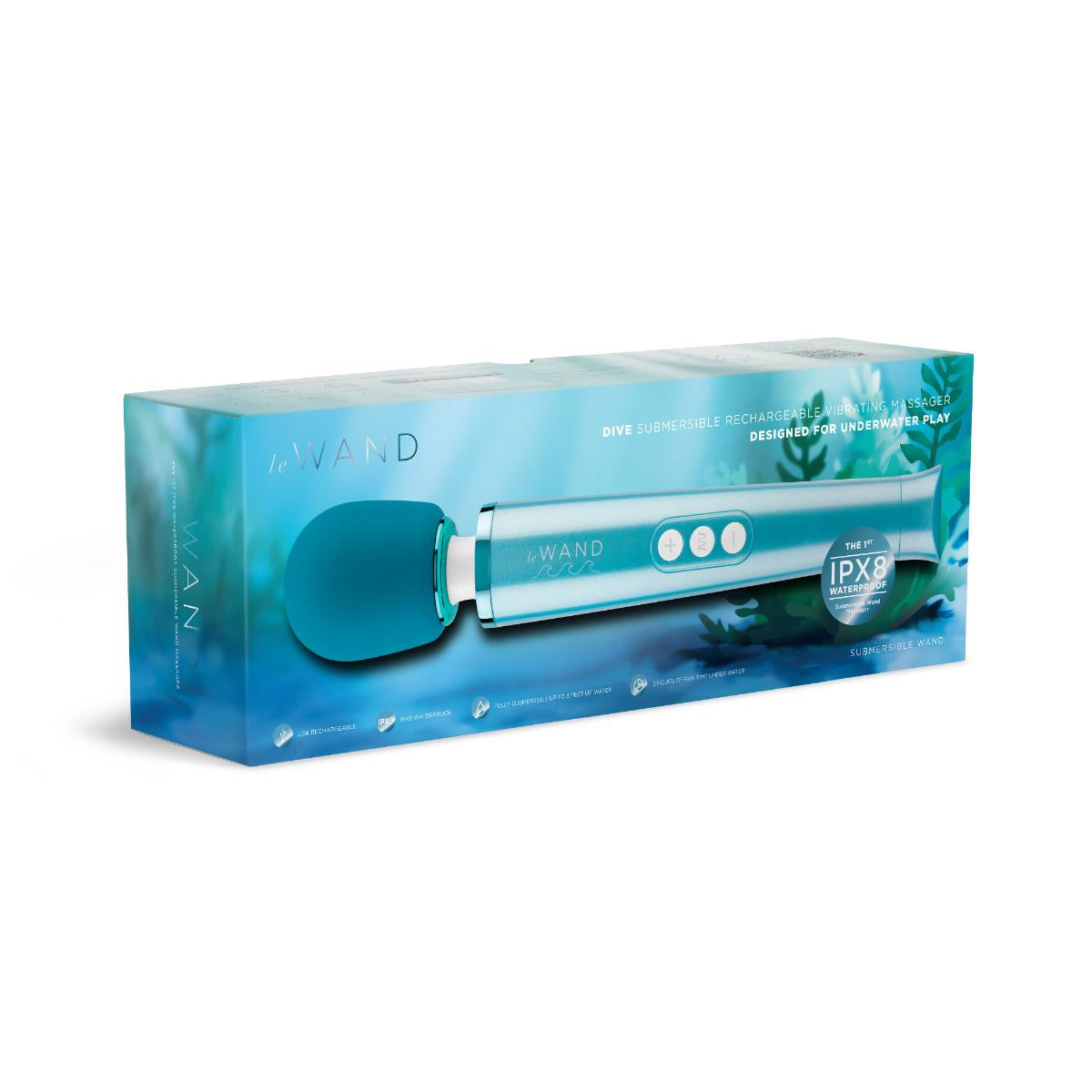 Le Wand Dive Submersible Rechargeable Vibrating Wand Massager Blue