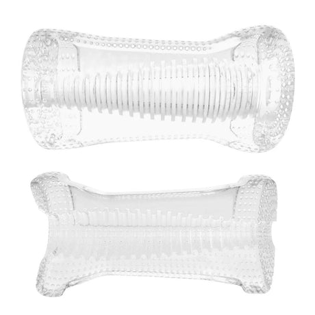 Me You Us Ripple Dual End Stroker Masturbator Clear - Simply Pleasure