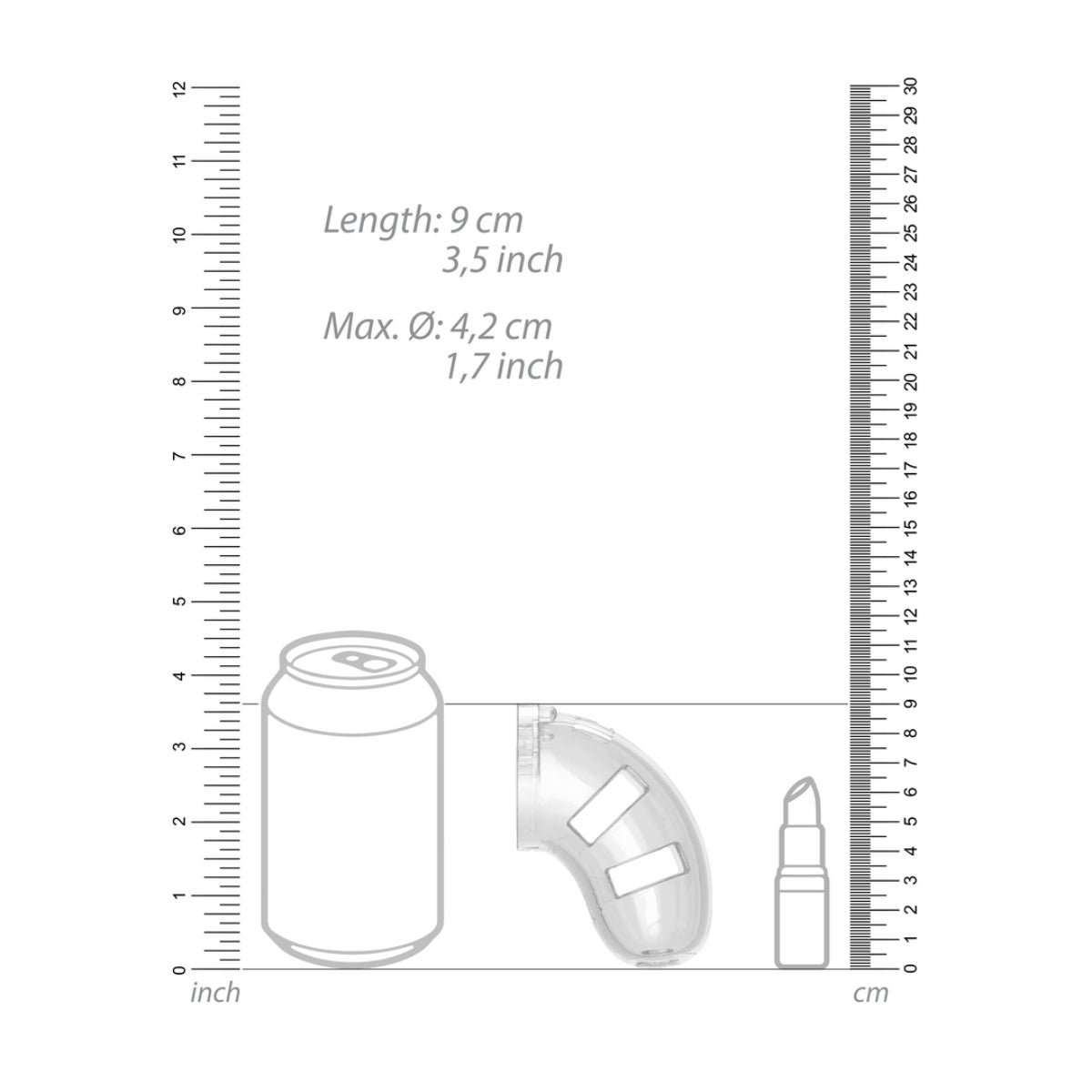 Man Cage Chastity Cock Cage With Plug Model 10 Clear 3.5 Inch / 9cm