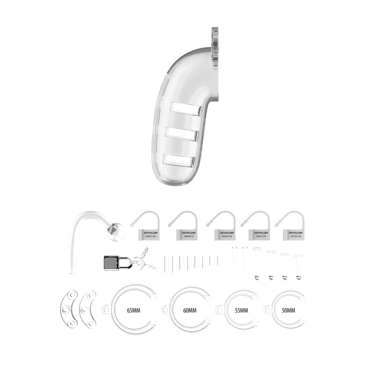 Man Cage Chastity Cock Cage With Plug Model 12 Clear 5.5 Inch / 14cm