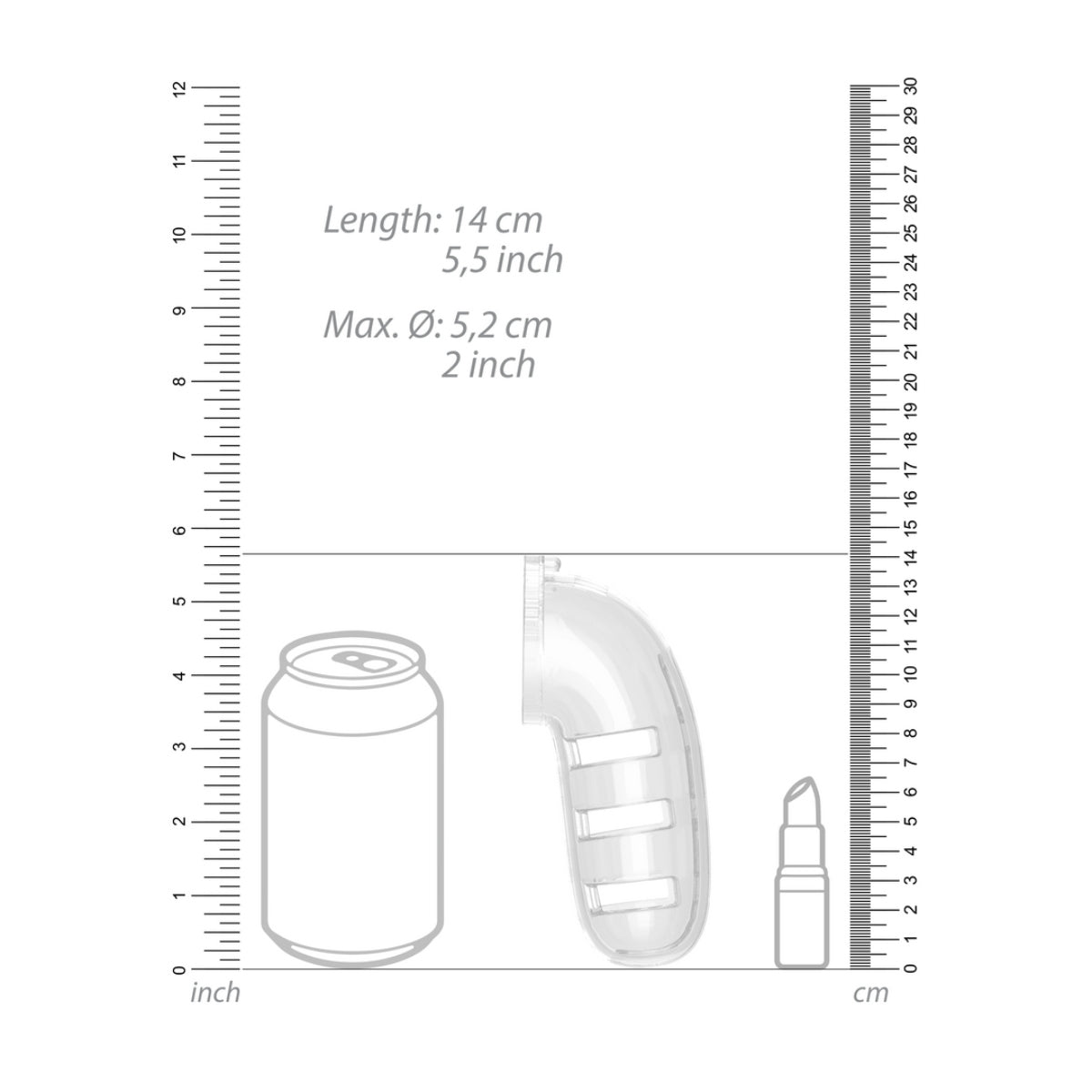 Man Cage Chastity Cock Cage With Plug Model 12 Clear 5.5 Inch / 14cm