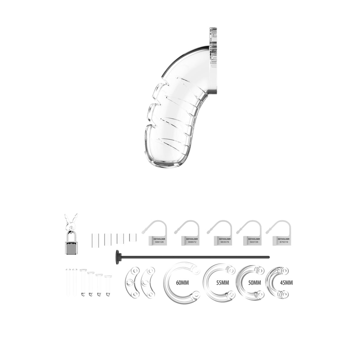 Man Cage Chastity Cock Cage With Urethral Sound Model 16 Clear 4.5 Inch / 11.5cm