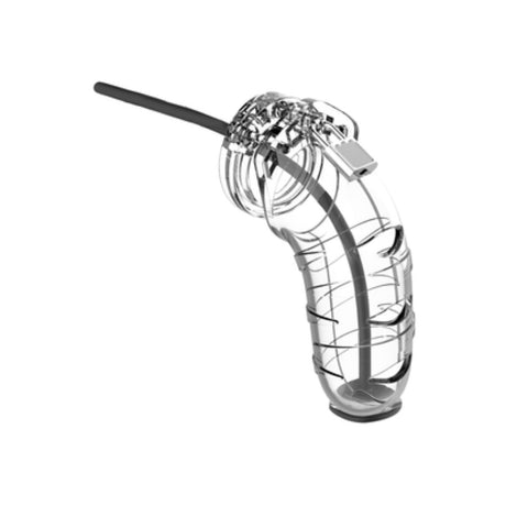 Man Cage Chastity Cock Cage With Urethral Sound Model 17 Clear 5.5 Inch / 14cm