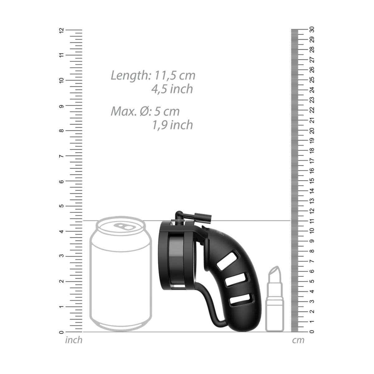 Man Cage Chastity Cock Cage With Ballsplitter Model 19 Black 4.5 Inch / 11.5cm