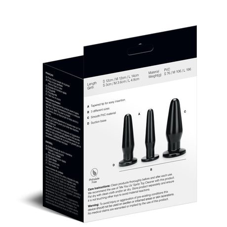 Me You Us 3 Piece Anal Training Butt Plug Kit Black - Simply Pleasure