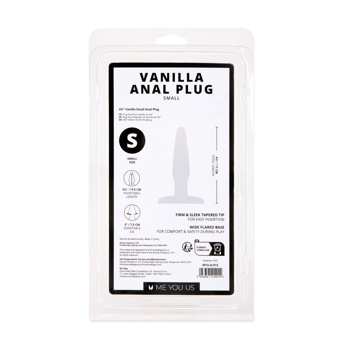 Me You Us Anal Plug Vanilla Small