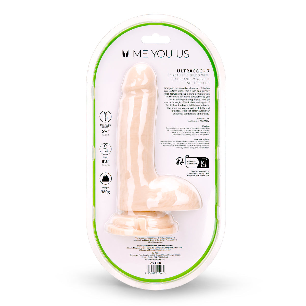 Me You Us Ultra Cock Dual Density Dildo With Balls Pink 7 Inch