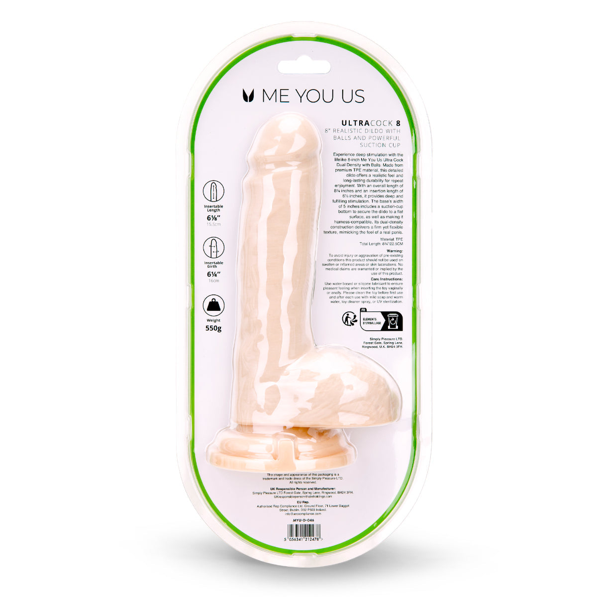 Me You Us Ultra Cock Dual Density Dildo With Balls Pink 8 Inch