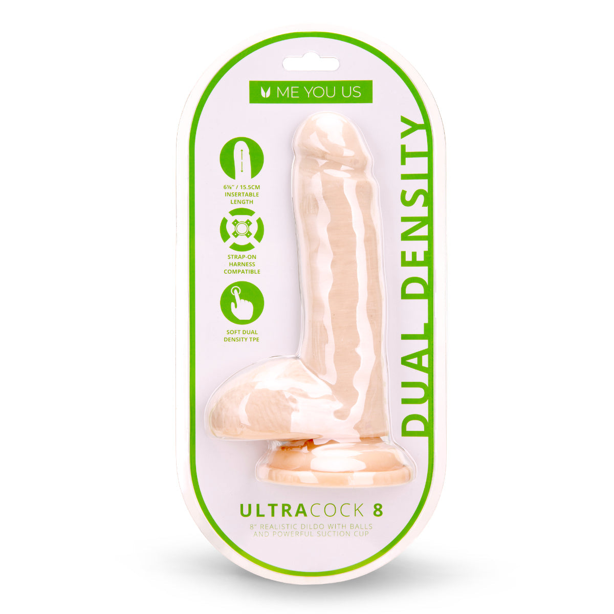 Me You Us Ultra Cock Dual Density Dildo With Balls Pink 8 Inch