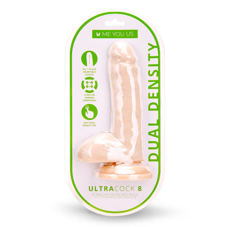Me You Us Ultra Cock Dual Density Dildo With Balls Pink 8 Inch