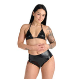 Me You Us Latex Crotchless Panties Black