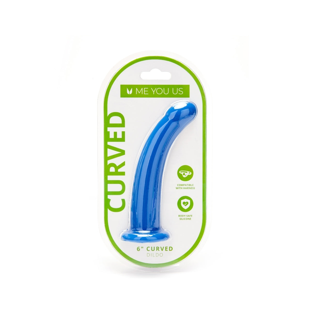 Me You Us Curved Dildo Blue 6 Inch