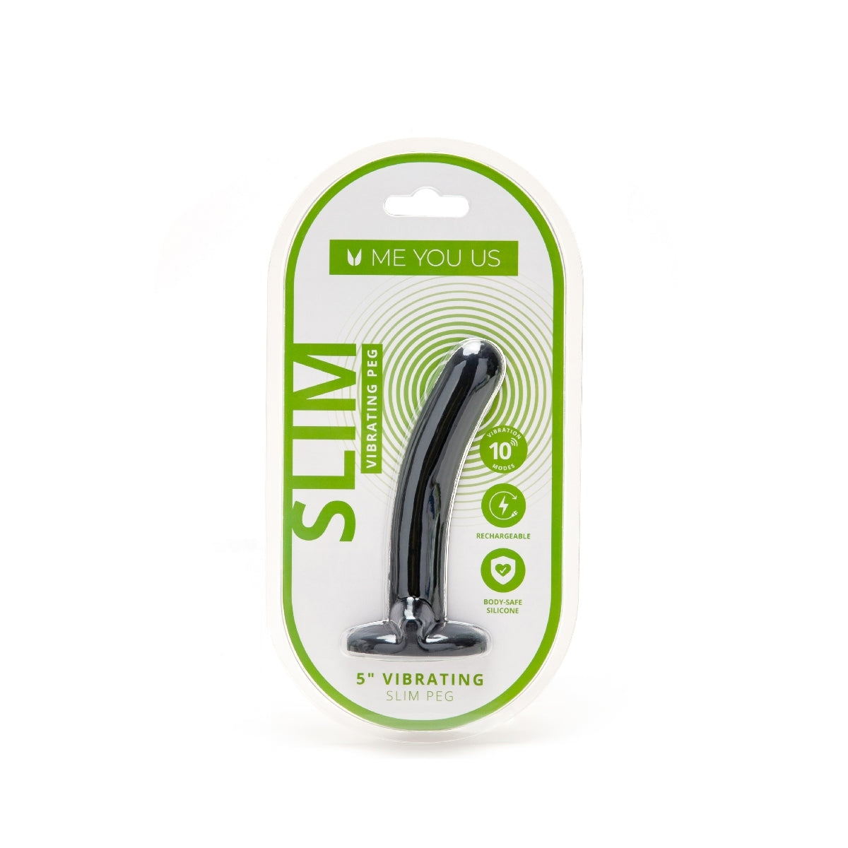 Me You Us Slim Vibrating Dildo Black 5 Inch