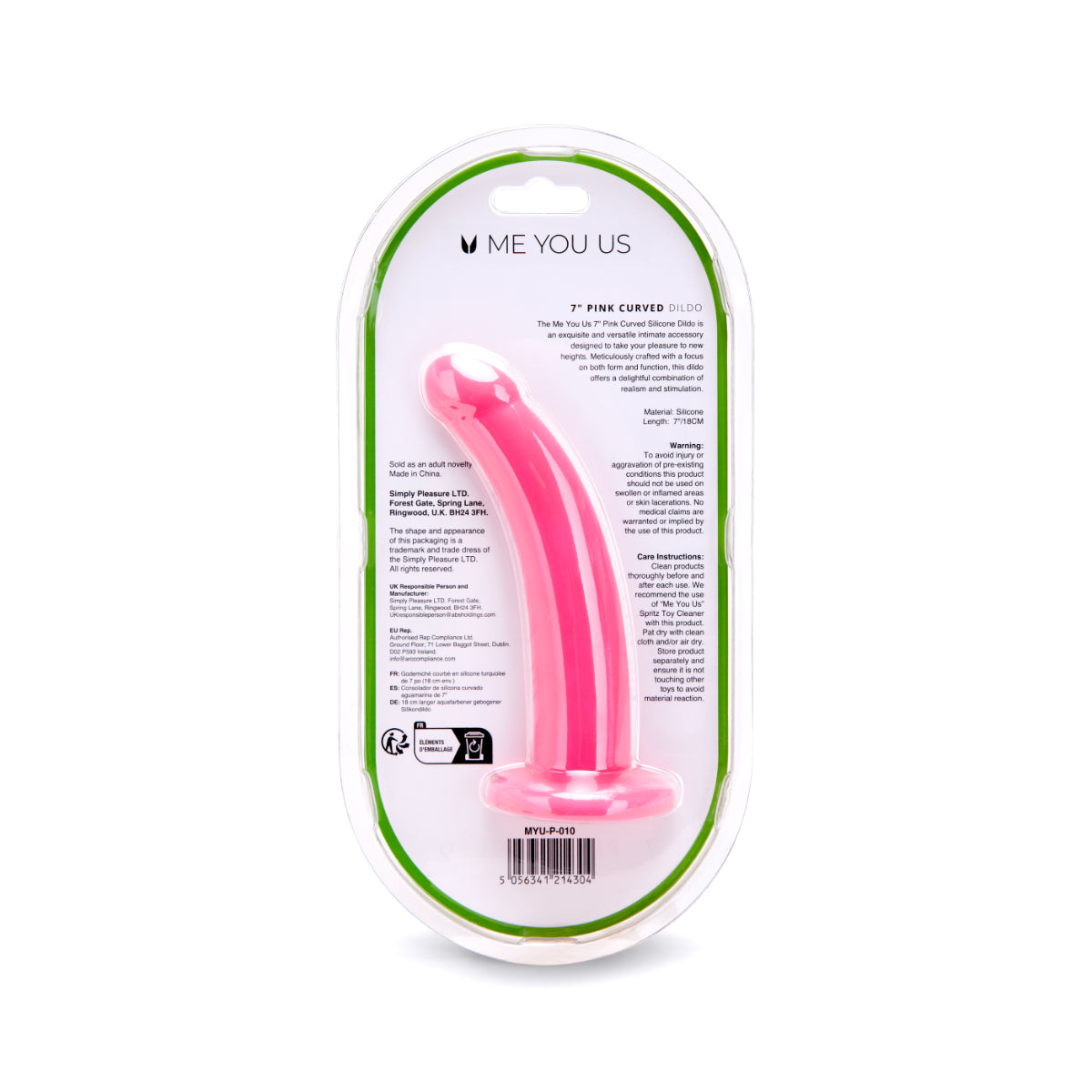 Me You Us Curved Silicone Dildo Pink 7 Inch 