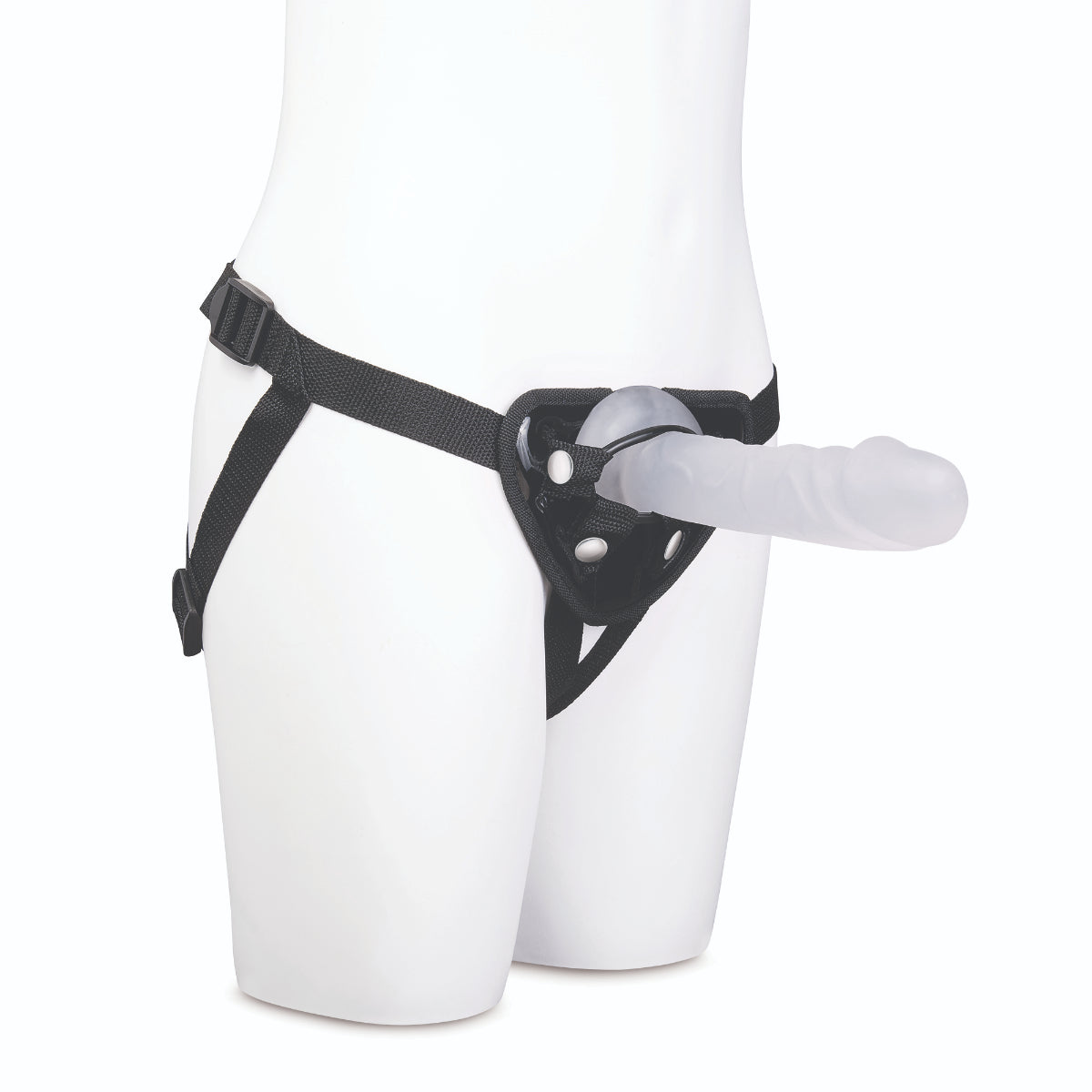 Me You Us Frosted Strap On Harness Kit With Jelly Dildo Clear Black 6 Inch