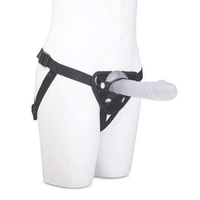 Me You Us Frosted Strap On Harness Kit With Jelly Dildo Clear Black 6 Inch
