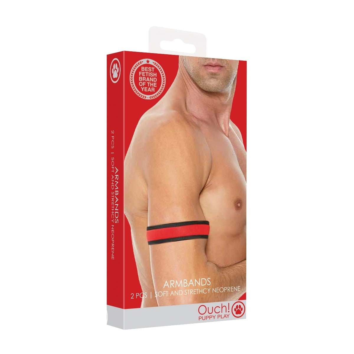 Ouch Puppy Play Neoprene Arm Band 2 Pack Black Red