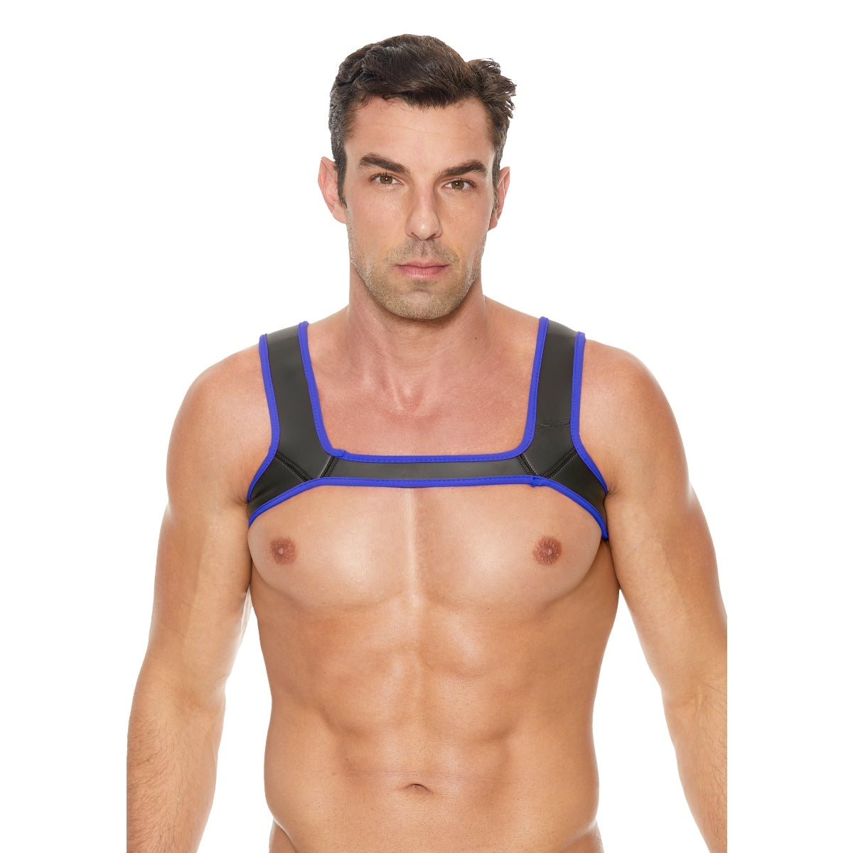 Ouch Puppy Play Neoprene Chest Harness Black Blue