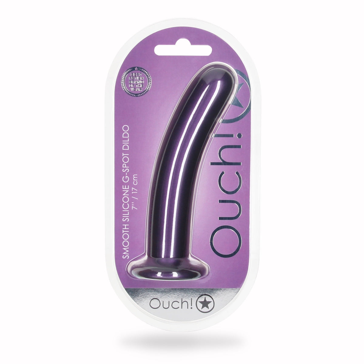 Ouch Smooth Silicone G-Spot Dildo Metallic Purple 7 Inch