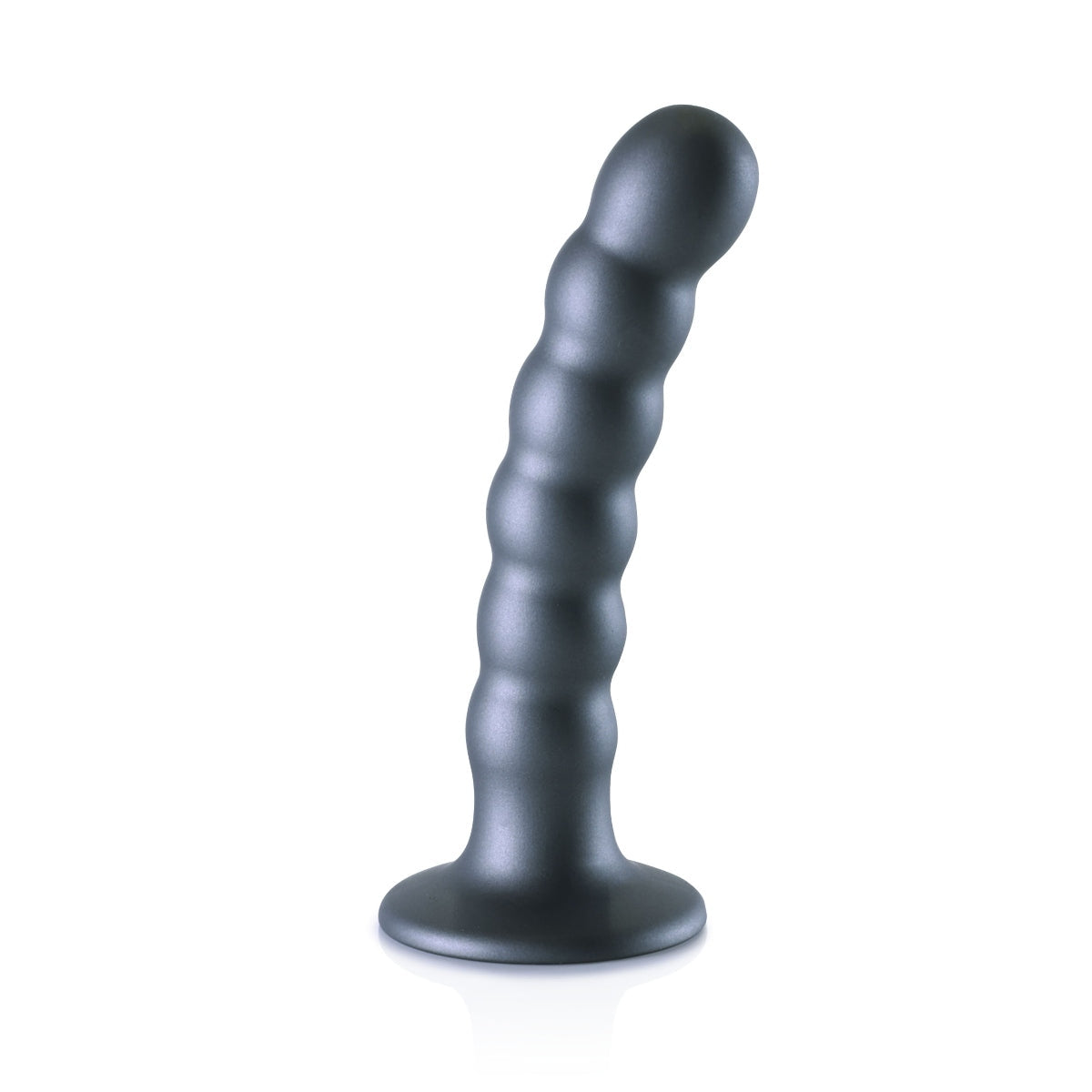 Ouch Beaded Silicone G-Spot Dildo Metallic Grey 5 Inch