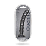 Ouch Beaded Silicone G-Spot Dildo Metallic Grey 8 Inch