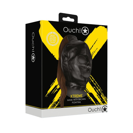 Ouch Xtreme Mask With Brown Ponytail Black