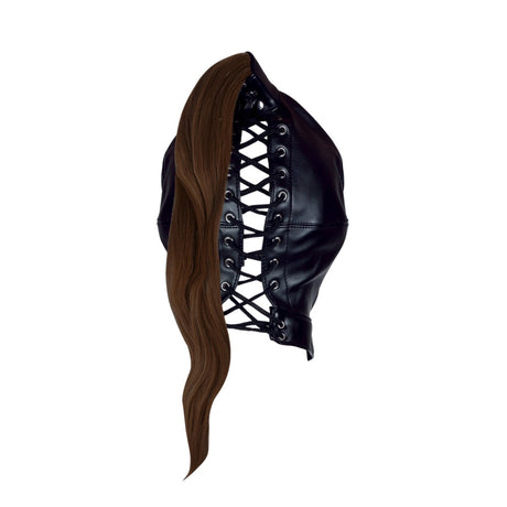 Ouch Xtreme Mask With Brown Ponytail Black