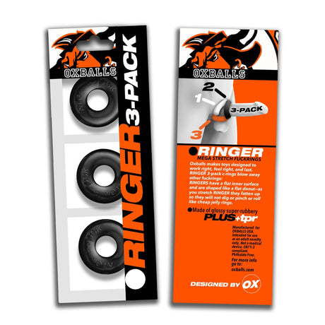 Oxballs Ringer Cock Ring 3 Pack Black