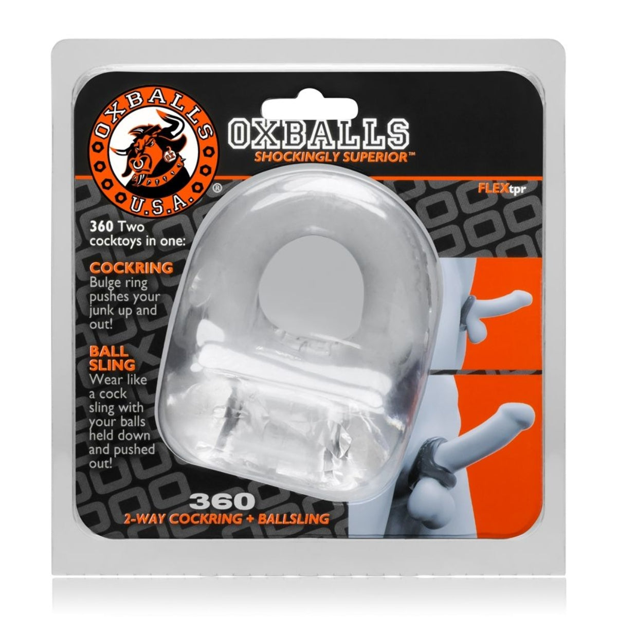 Oxballs 360 Cock Ring And Ballsling Clear