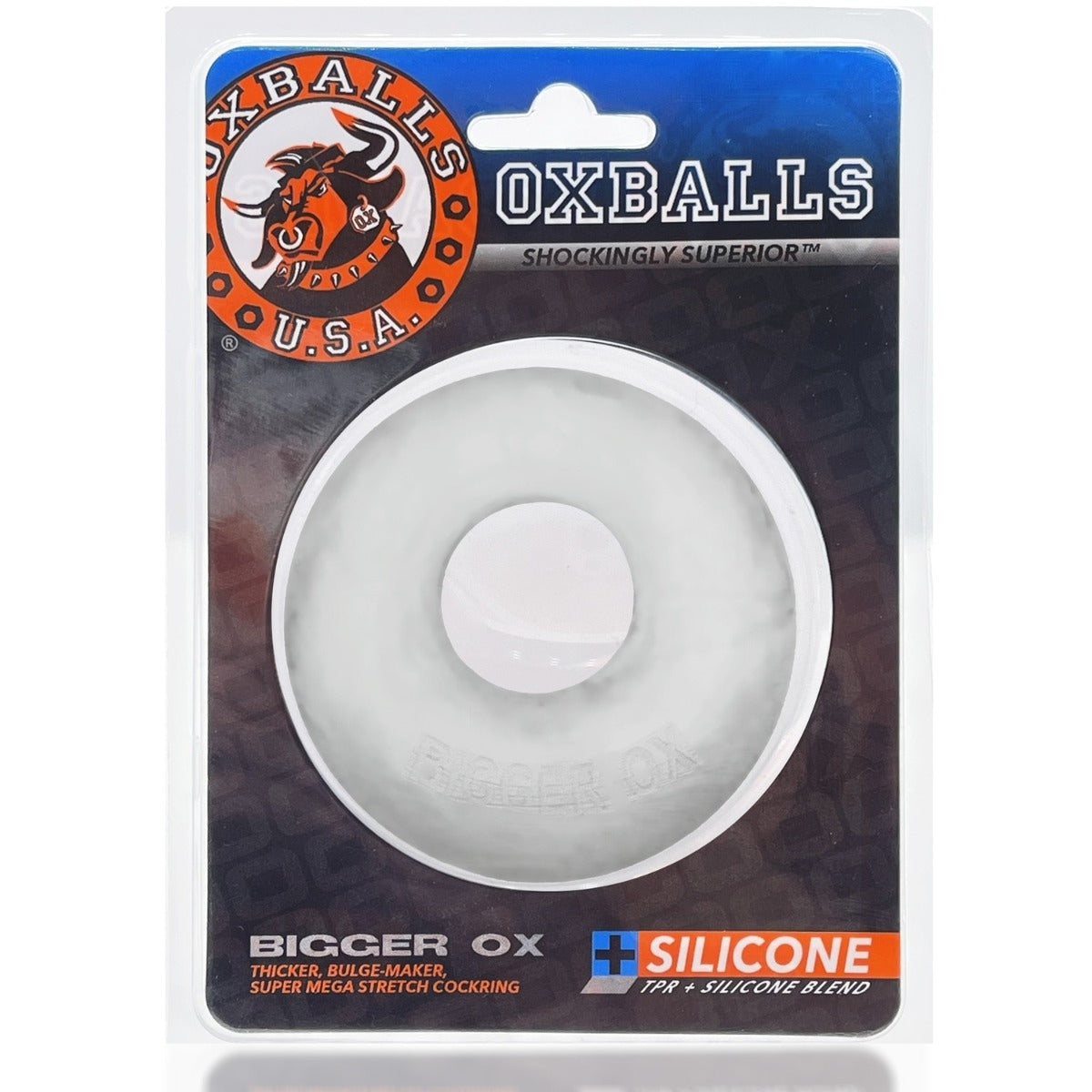 Oxballs Bigger OX Thicker Bulge Maker Super Mega Stretch Cock Ring Clear Ice