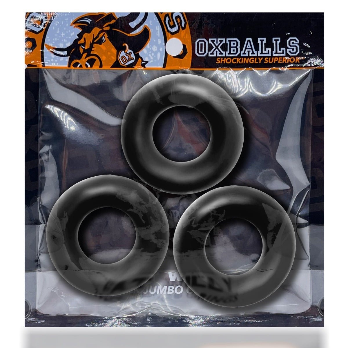 Oxballs Fat Willy Jumbo Cock Rings 3 Pack Black