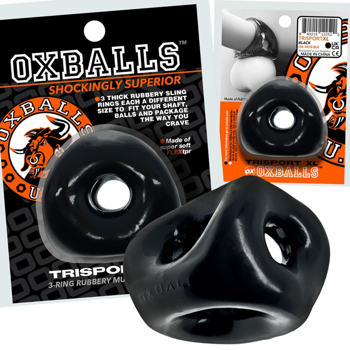 Oxballs Tri Sport XL Thicker 3 Ring Sling Black