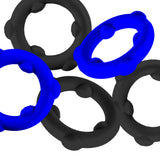 Oxballs Gearheads Silicone Cock Ring 5 Pack Black Blue