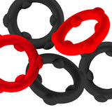 Oxballs Gearheads Silicone Cock Ring 5 Pack Black Red