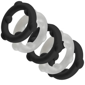 Oxballs Gearheads Silicone Cock Ring 5 Pack Black Vapor