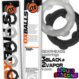 Oxballs Gearheads Silicone Cock Ring 5 Pack Black Vapor