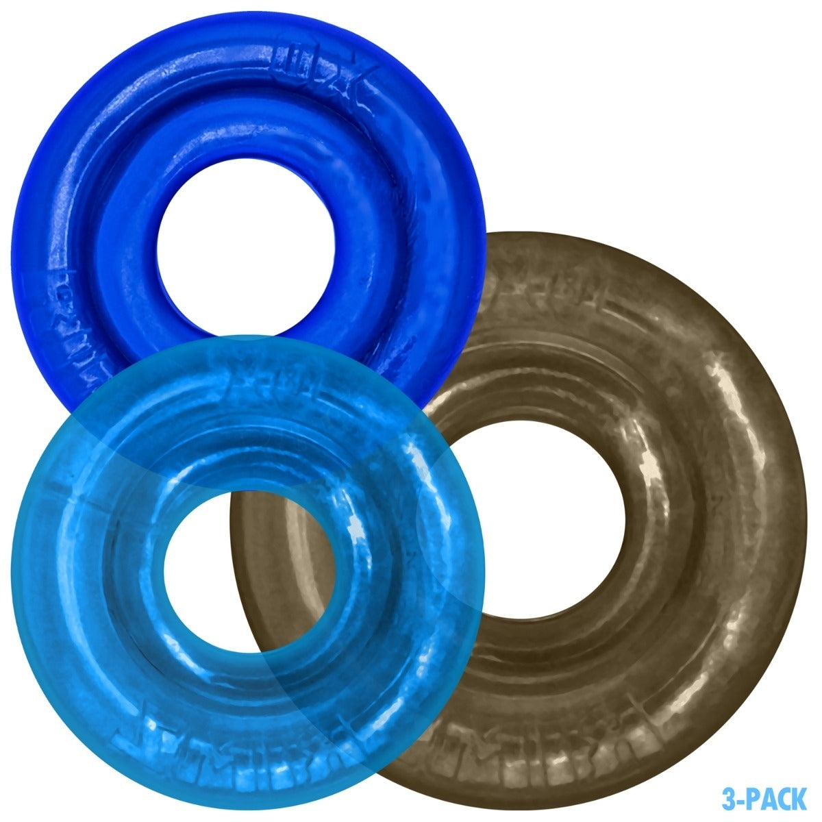 Oxballs Rimringz Cock Ring 3 Pack Cool Blues Navy Blue Smoke