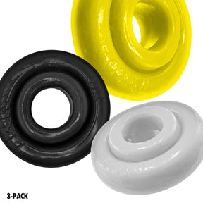 Oxballs Rimringz Cock Ring 3 Pack Shockwave Black Clear Yellow